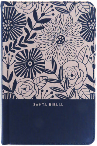 Image of Biblia RVR 1960 Compacta Tapa Dura Azul Floral