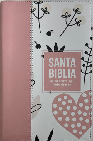 Image of Biblia RVR 1960 Letra Grande Tamaño Manual Símil Piel Rosado