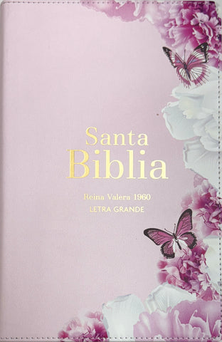 Image of Biblia RVR 1960 Letra Grande Tamaño Manual Símil Piel Rosa Claro