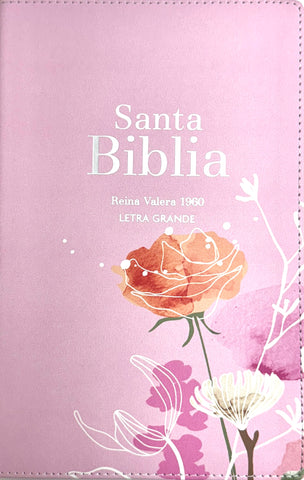 Image of Biblia RVR 1960 Letra Grande Tamaño Manual Símil Piel Rosa