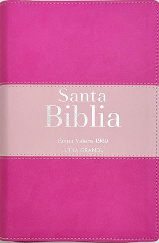 Image of Biblia RVR 1960 Letra Grande Tamaño Manual Tricolor Fucsia Palo Rosa Fucsia con Cierre e Índice
