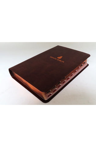 Image of Biblia RVR 1960 Letra Grande Tamaño Manual Marrón Piel Fabricada con Índice