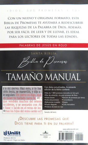 Image of Biblia RVR 1960 de Promesas Tamaño Manual Edición Negro Imitación Piel con Índice