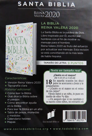 Image of Biblia RVR 2020 Compacta Flores Tapa Dura