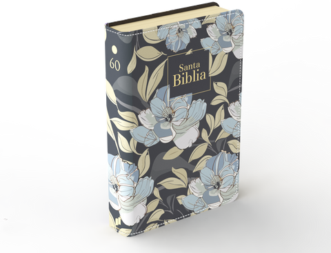 Image of BIBLIA RVR 1960 LETRA GRANDE TAMANO MANUAL SIMIL PIEL FLORES AZUL OSCURO