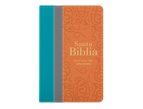 Image of BIBLIA RVR 1960 LETRA GRANDE TAMANO MANUAL TRICOLOR CIAN OSCURO GRIS MARRON CON CIERRE E INDICE
