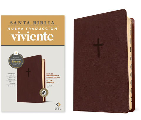 Image of Biblia NTV Referencia Central Letra Grande con Filament Símil Piel Café Índice, Letra Roja