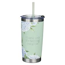 Image of Thank You For Helping Me Grow Stainless Steel Tumbler with Reusable Plastic Straw