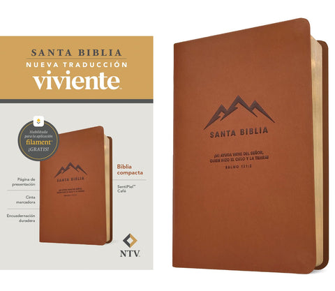 Image of Biblia NTV Compacta con Filament Símil Piel Café