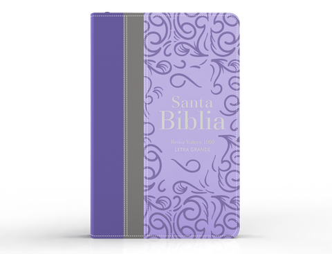 Image of BIBLIA RVR 1960 LETRA GRANDE TAMANO MANUAL TRICOLOR PURPURA GRIS LILA CON CIERRE E INDICE