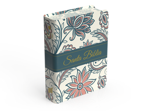 Image of Biblia RVR 1960 Compacta Letra Grande 11 Puntos Símil Piel Floral Crema