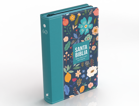 Image of BIBLIA RVR 1960 LETRA GIGANTE 14 PUNTOS SIMIL PIEL VERDE TURQUESA CON CIERRE E INDICE