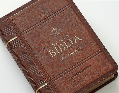 Image of Biblia RVR 1960 Letra Grande Tamaño Manual Neoclassic Café Claro Símil Piel