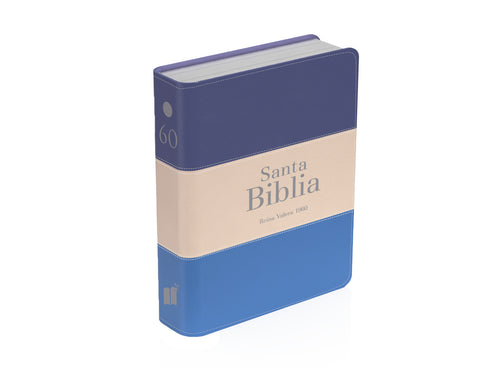 Image of BIBLIA RVR 1960 BOLSILLO SIMIL PIEL TRICOLOR AZUL OSCURO BEIGE AZUL MEDIO