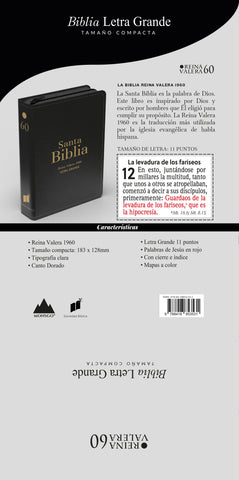 Image of Biblia RVR 1960 Compacta Letra Grande 11 puntos Símil Piel Piel Negro con Cierre y Índice