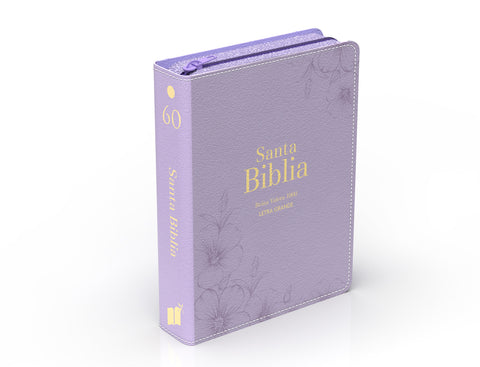 Image of BIBLIA RVR 1960 COMPACTA LETRA GRANDE 11 PUNTOS SIMIL PIEL LILA CON CIERRE E INDICE