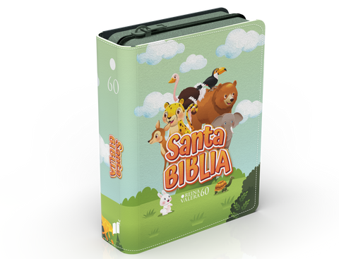 Image of BIBLIA RVR 1960 BOLSILLO PARA NINOS SELVA VINILO CON CIERRE
