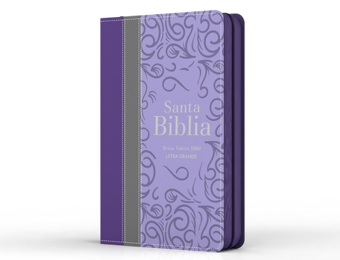 Image of BIBLIA RVR 1960 LETRA GRANDE TAMANO MANUAL TRICOLOR PURPURA GRIS LILA CON CIERRE E INDICE