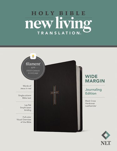 Image of NLT Wide Margin Bible, Filament Enabled (Hardcover LeatherLike, Black Cross, Red Letter)
