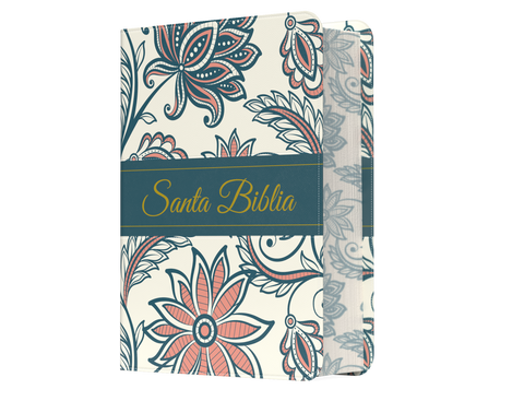Image of Biblia RVR 1960 Compacta Letra Grande 11 Puntos Símil Piel Floral Crema