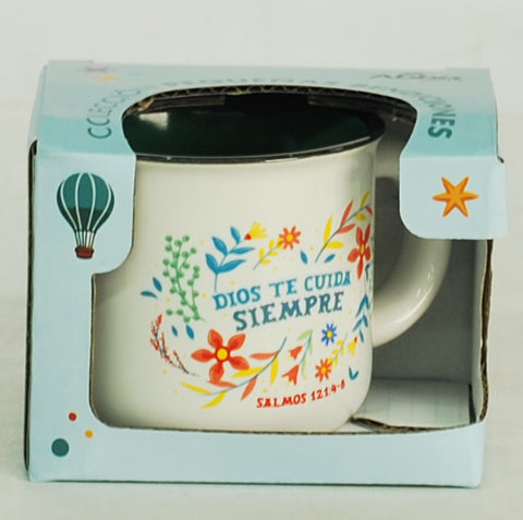 Image of Taza Pequeña 3OZ. Colección Pequeñas Bendiciones. Dios te Cuida Siempre