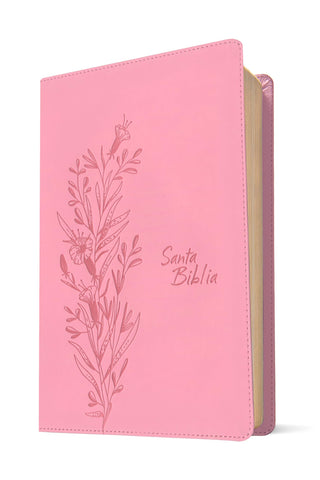 Image of Biblia NTV Referencia Central Letra Grande con Filament Símil Piel Rosa Letra Roja