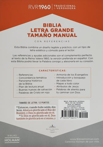 Image of Biblia RVR 1960 Letra Grande Tamaño Manual Negro