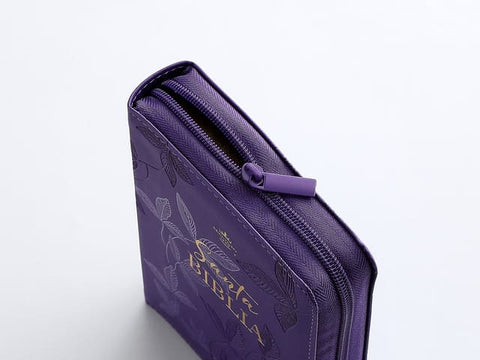 Image of BIBLIA RVR 1960 COMPACTA LILA HOJAS PRIMAVERA SIMIL PIEL CON CIERRE
