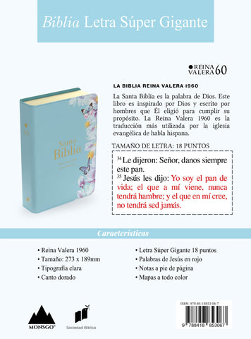 Image of Biblia RVR 1960 Letra Súper Gigante Símil Piel Azul Clara