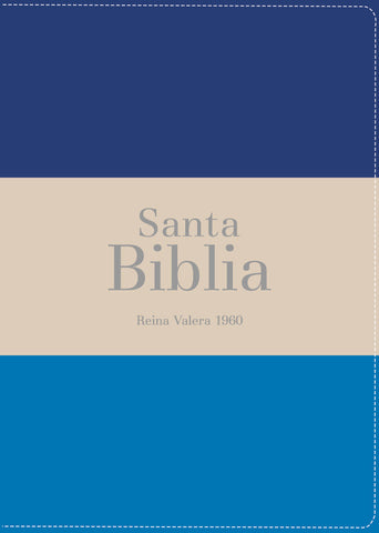 Image of BIBLIA RVR 1960 BOLSILLO SIMIL PIEL TRICOLOR AZUL OSCURO BEIGE AZUL MEDIO