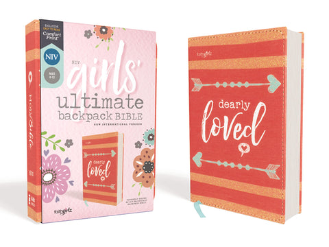 Image of NIV, Girls' Ultimate Backpack Bible, Faithgirlz Edition, Compact, Flexcover, Coral, Red Letter, Comfort Print