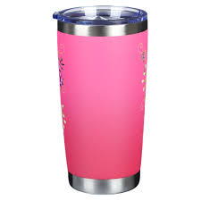 Image of Pink Be Still Butterfly Stainless Steel Travel Tumbler - Psalm 46:10
