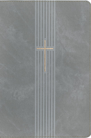 Image of Biblia NTV Referencia Central Letra Grande con Filament Símil Piel Cierre Gris Índice Letra Roja