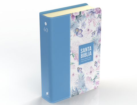 Image of BIBLIA RVR 1960 LETRA SUPER GIGANTE SIMIL PIEL MARIPOSAS AZUL ACERO CLARO