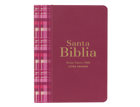 Image of BIBLIA RVR 1960 COMPACTA LETRA GRANDE 11 PUNTOS SIMIL PIEL CUADROS FUCSIA OSCURO CON CIERRE E INDICE