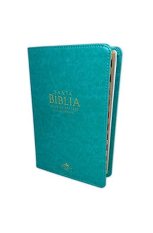 Biblia RVR 1960 Letra Grande Tamaño Manual Símil Piel Turquesa con Índice