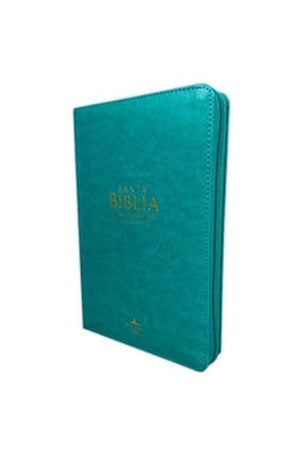 Biblia RVR 1960 Letra Grande Tamaño Manual Símil Piel Turquesa con Índice con Cierre con Cierre