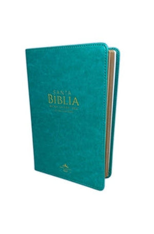 Biblia RVR 1960 Letra Grande Tamaño Manual Símil Piel Turquesa