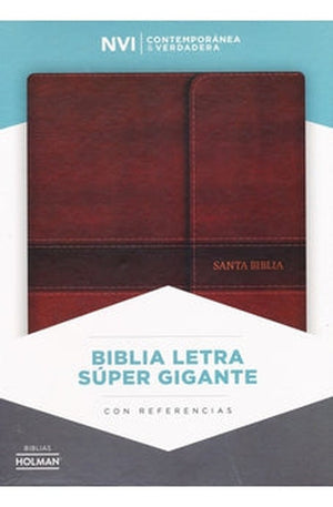 Biblia NVI Letra Súper Gigante Marrón con Solapa y Iman con Cierre