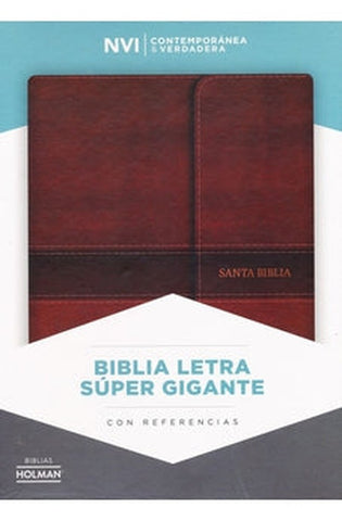 Image of Biblia NVI Letra Súper Gigante Marrón con Solapa y Iman con Cierre