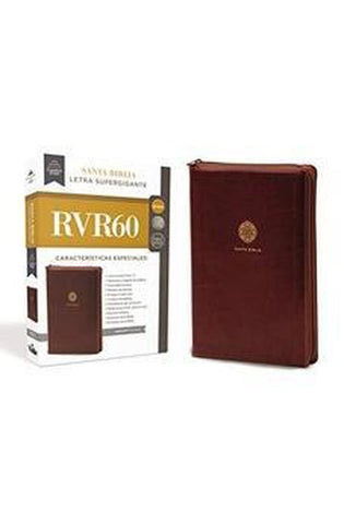 Image of Biblia RVR 1960 Letra Súper Gigante Piel Café con Cierre