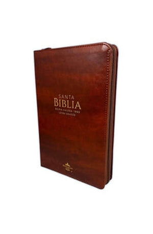 Biblia RVR 1960 Letra Grande Tamaño Manual Símil Piel Café con Índice con Cierre con Cierre
