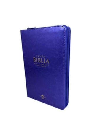 Biblia RVR 1960 Letra Grande Tamaño Manual Símil Piel Lila con Índice con Cierre con Cierre