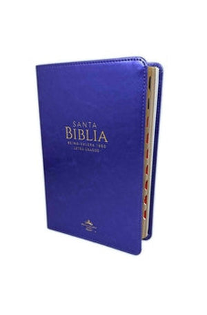 Biblia RVR 1960 Letra Grande Tamaño Manual Símil Piel Lila con Índice