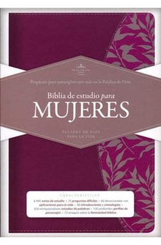 Image of Biblia RVR 1960 de Estudio para Mujer Vinotinto Fucsia Símil Piel con Índice