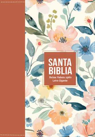 Image of BIBLIA RVR 1960 LETRA GIGANTE 14 PUNTOS SIMIL PIEL FLORES TERRACOTA