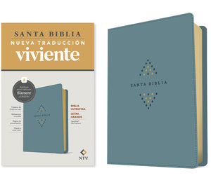 Biblia NTV Ultrafina  Letra Grande con Filament Símil Piel Azul Sereno Letra Roja