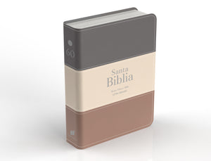Biblia RVR 1960 Compacta Letra Grande 11 puntos Símil Piel Gris Beige Marrón