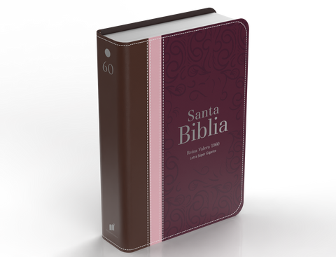 Image of Biblia RVR 1960 Letra Súper Gigante Símil Piel Tricolor Marrón Palo Rosa Guinda