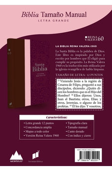 Biblia RVR 1960 Letra Grande Tamaño Manual Tricolor Guinda Palo Rosa Marrón con Cierre con Índice